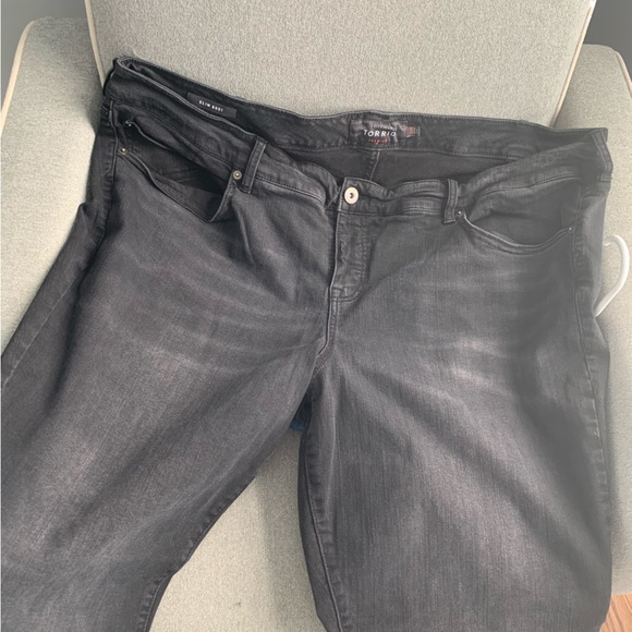 TORRID SLIM BOOT JEANS PREMIUM STRETCH WASHED BLACK MID RISE Denim Plus - Picture 3 of 8